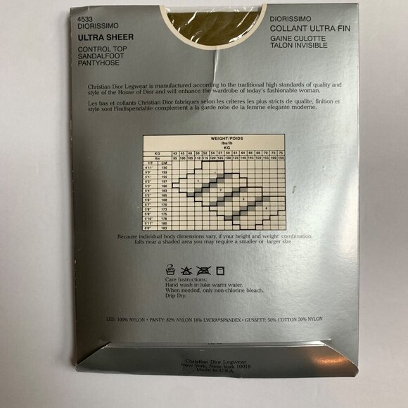 Christian Dior Vintage Diorissimo Ultra Sheer Pantyhose Sandalfoot Control Top 4 - Picture 4 of 5
